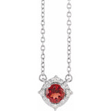 Sterling Silver Natural Mozambique Garnet & .04 CTW Natural Diamond Halo-Style 18