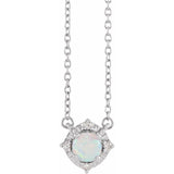Sterling Silver Lab-Grown White Opal & .04 CTW Natural Diamond Halo-Style 18