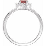 Sterling Silver Natural Mozambique Garnet & .04 CTW Natural Diamond Halo-Style Ring