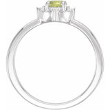 Sterling Silver Natural Peridot & .04 CTW Natural Diamond Halo-Style Ring
