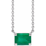 Sterling Silver Lab-Grown Emerald 18
