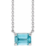 14K White Gold Natural Blue Zircon 18