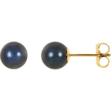 14K Yellow Gold 6 mm Cultured Black Akoya Pearl Earrings