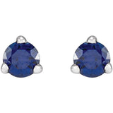 Platinum 3 mm Natural Blue Sapphire Earrings