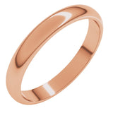 14K Rose Gold 3 mm Half Round Band Size 8.5