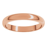 14K Rose Gold 3 mm Half Round Band Size 8.5