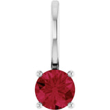 Sterling Silver Imitation Ruby Solitaire Charm/Pendant