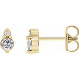 14K Yellow Gold Natural White Sapphire & .03 CTW Natural Diamond Earrings