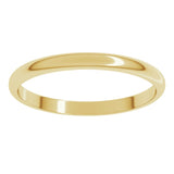 10K Yellow Gold 2 mm Lightweight Half Round Band Size 2