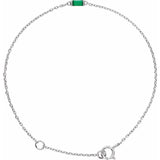 Sterling Silver Natural Emerald 6 1/2-7 1/2