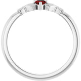 Sterling Silver Natural Mozambique Garnet Claddagh Ring