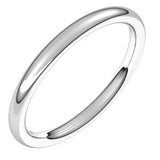 14K White Gold 2 mm Comfort-Fit European-Style Band Size 5