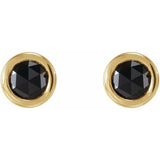 14K Yellow Gold 1/5 CTW Rose-Cut Natural Black Diamond Bezel-Set Earrings