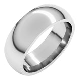 14K White Gold 7 mm Comfort-Fit Half Round Band Size 10