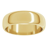 18K Yellow Gold 6 mm Half Round Band Size 8