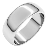 Platinum 7 mm Half Round Band Size 7