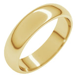 14K Yellow Gold 5 mm Half Round Band Size 12.5
