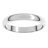 10K White Gold 3 mm Lightweight Half Round Band Size 7