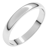 14K White Gold 3 mm Lightweight Half Round Band Size 5.5