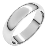 10K White Gold 5 mm Half Round Band Size 9.5