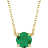 14K Yellow Gold 6 mm Lab-Grown Emerald 16-18