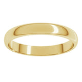 10K Yellow Gold 3 mm Lightweight Half Round Band Size 10