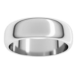 10K White Gold 6 mm Half Round Band Size 9.5