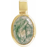 14K Yellow Gold Natural Moss Agate Charm/Pendant