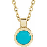 14K Yellow Gold Natural Turquoise Bezel-Set 16-18
