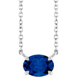 14K White Gold Lab-Grown Blue Sapphire 18
