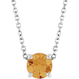 14K White Gold 5.5 mm Natural Citrine 16-18