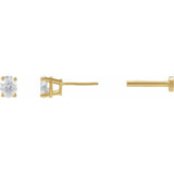 14K Yellow Gold .05 CT Natural Diamond Earring