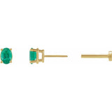 14K Yellow Gold 4x3 mm  Natural Emerald Earring