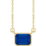 14K Yellow Gold Lab-Grown Blue Sapphire 18