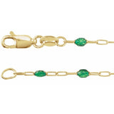 14K Yellow Gold-Filled 1.6 mm Green Enamel Bead Paperclip-Style 7