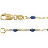 14K Yellow Gold-Filled 1.6 mm Blue Enamel Bead Paperclip-Style 7