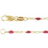 14K Yellow Gold-Filled 1.6 mm Pink Enamel Bead Paperclip-Style 7