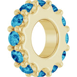 14K Yellow Gold Natural Blue Zircon Spacer Charm/Pendant