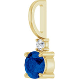 14K Yellow Gold Natural Blue Sapphire & .03 CT Natural Diamond Charm/Pendant