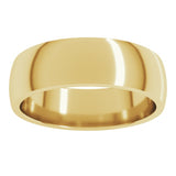 10K Yellow Gold 6 mm Lightweight Comfort-Fit Half Round Band Size 8