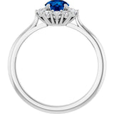 14K White Gold Lab-Grown Blue Sapphire & 1/4 CTW Lab-Grown Diamond Halo-Style Ring