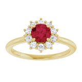 14K Yellow Gold Lab-Grown Ruby & 1/4 CTW Lab-Grown Diamond Halo-Style Ring