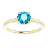 14K Yellow Gold Natural Aquamarine Solitaire Ring