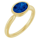 14K Yellow Gold Lab-Grown Blue Sapphire Solitaire Ring