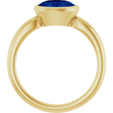 14K Yellow Gold Lab-Grown Blue Sapphire Solitaire Ring