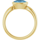 14K Yellow Gold Natural Sky Blue Topaz Solitaire Ring