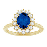 14K Yellow Gold Lab-Grown Blue Sapphire & 1/3 CTW Lab-Grown Diamond Ring