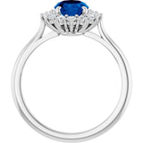 14K White Gold Lab-Grown Blue Sapphire & 1/3 CTW Lab-Grown Diamond Ring