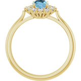 14K Yellow Gold Natural Sky Blue Topaz  & 1/3 CTW Lab-Grown Diamond Ring