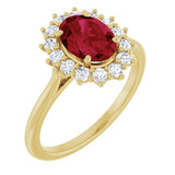 14K Yellow Gold Lab-Grown Ruby  & 1/3 CTW Lab-Grown Diamond Ring